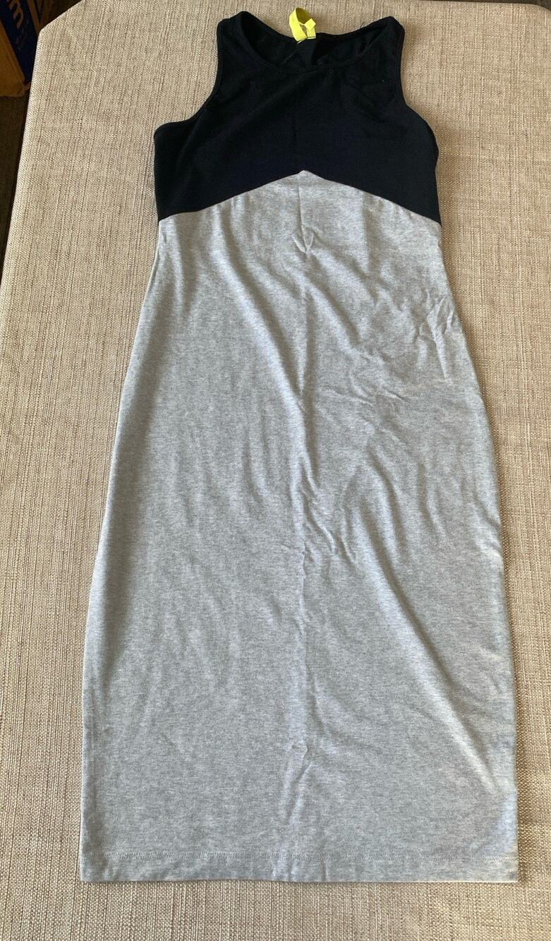 Green Dragon Colorblock Middy Dress Heather Gray Black Sleeveless Size S